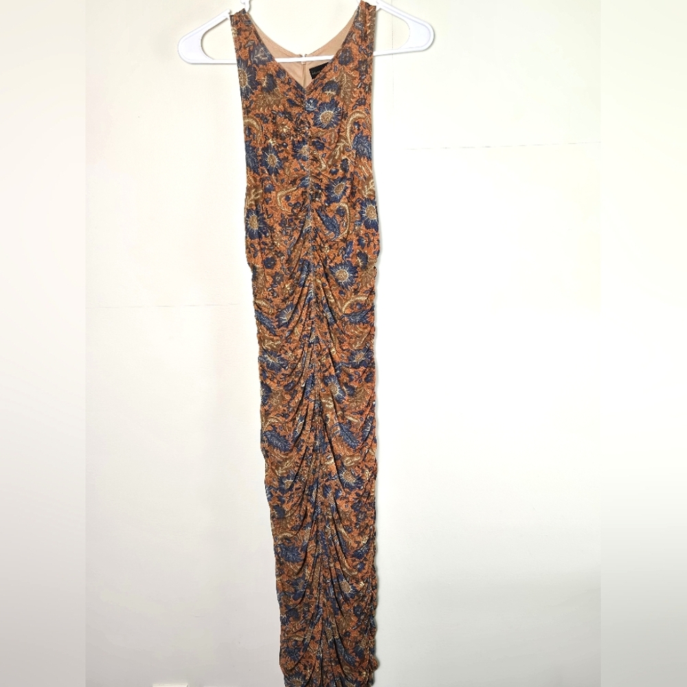 House of Harlow 1960 Paisley Maxi Dress in Blue and Tan
